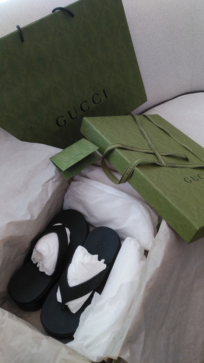 送料無料 新品 23SS GUCCI グッチ ラバートングサンダル 黒 36（実寸37