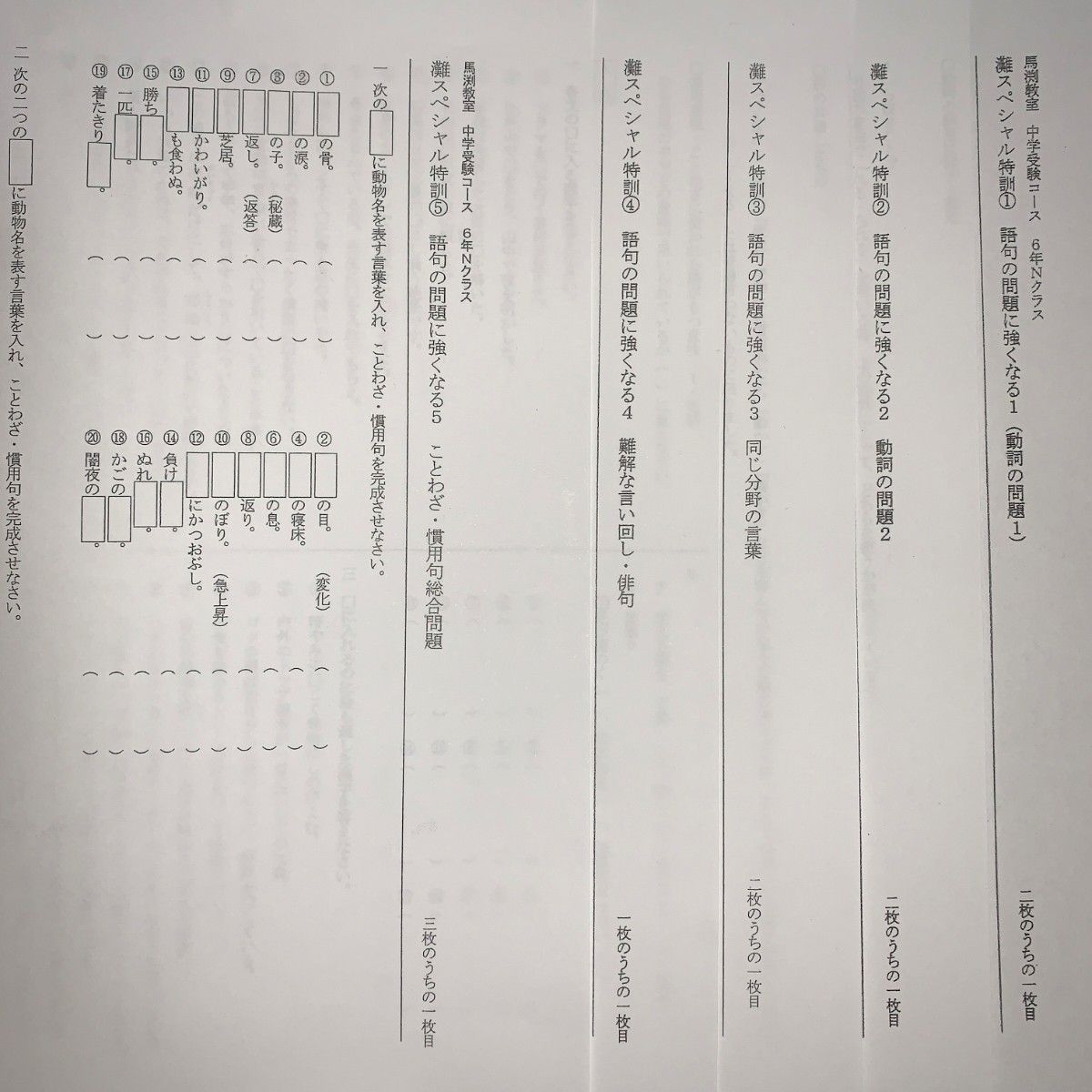 灘高校 灘スペシャル特訓語句1年間セット 灘中受験 馬渕教室 国語