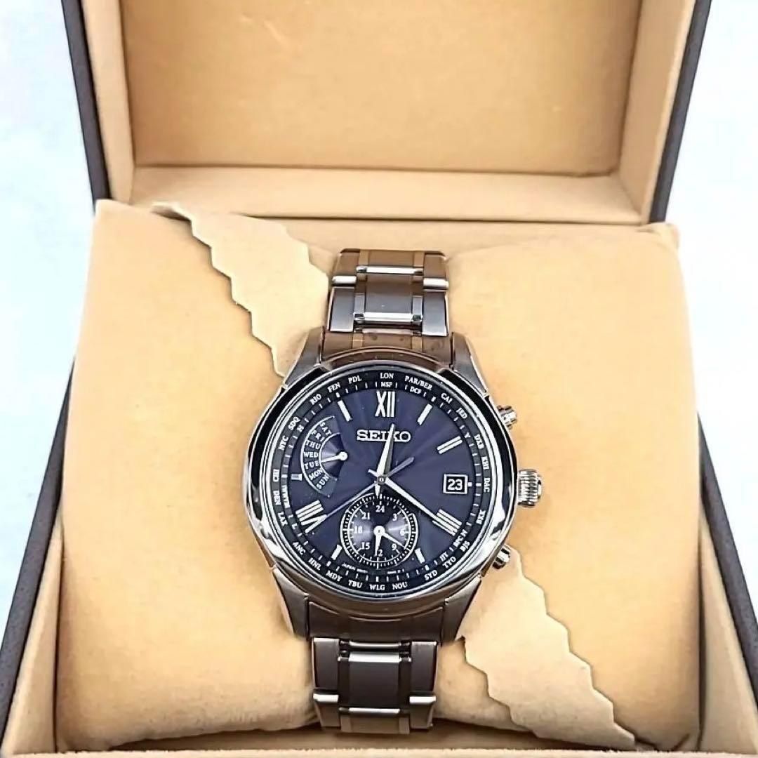 ほぼ新品】セイコー SEIKO ブライツ 電波ソーラー 8B63-0AY0 黒文字盤