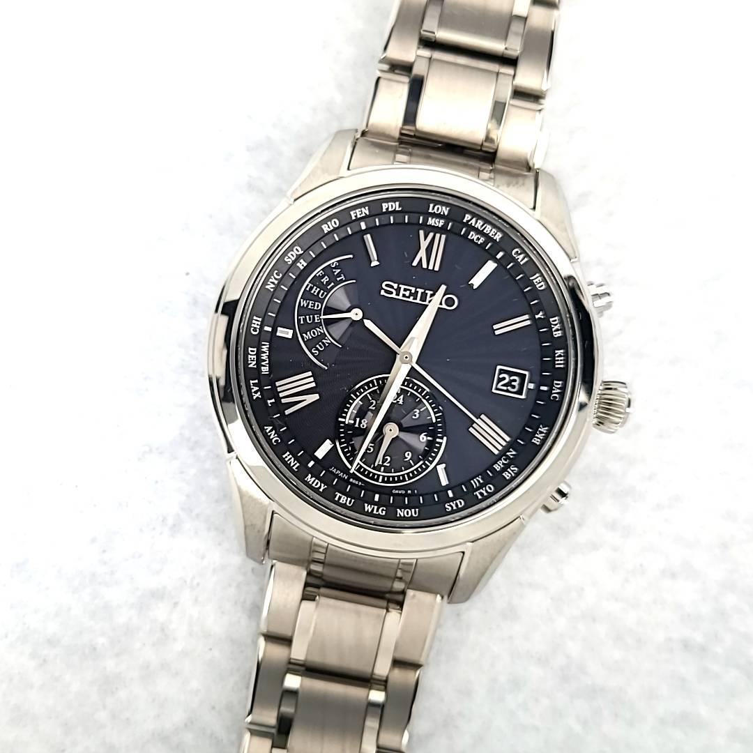 ほぼ新品】セイコー SEIKO ブライツ 電波ソーラー 8B63-0AY0 黒文字盤