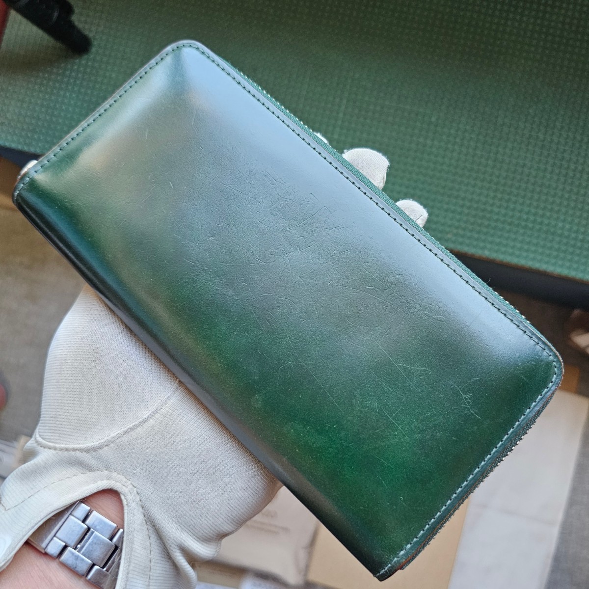 ガンゾ 交渉可 コードバン グリーン GANZO 長財布 札入れ カード