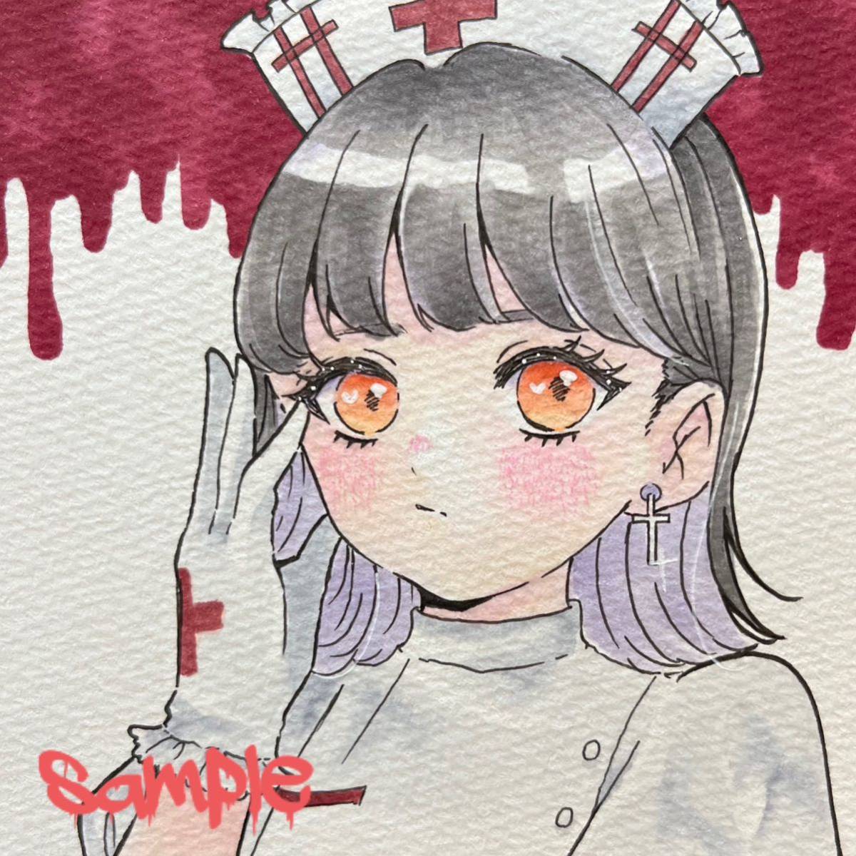 Yahoo!オークション - 手描きイラスト 手書き オリジナル アナログ 女