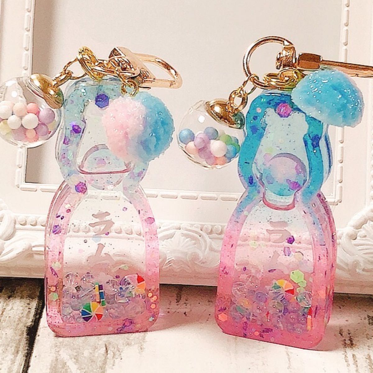 グラデーションラムネ シェイカーキーホルダー レジン シャカシャカ
