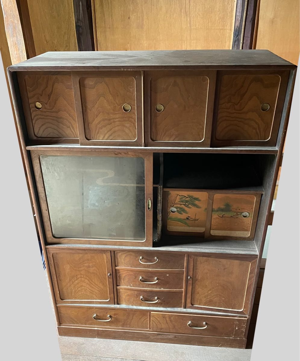 昭和レトロ 茶箪笥 水屋箪笥 時代箪笥 和家具 小引き出し 飾り棚 小物