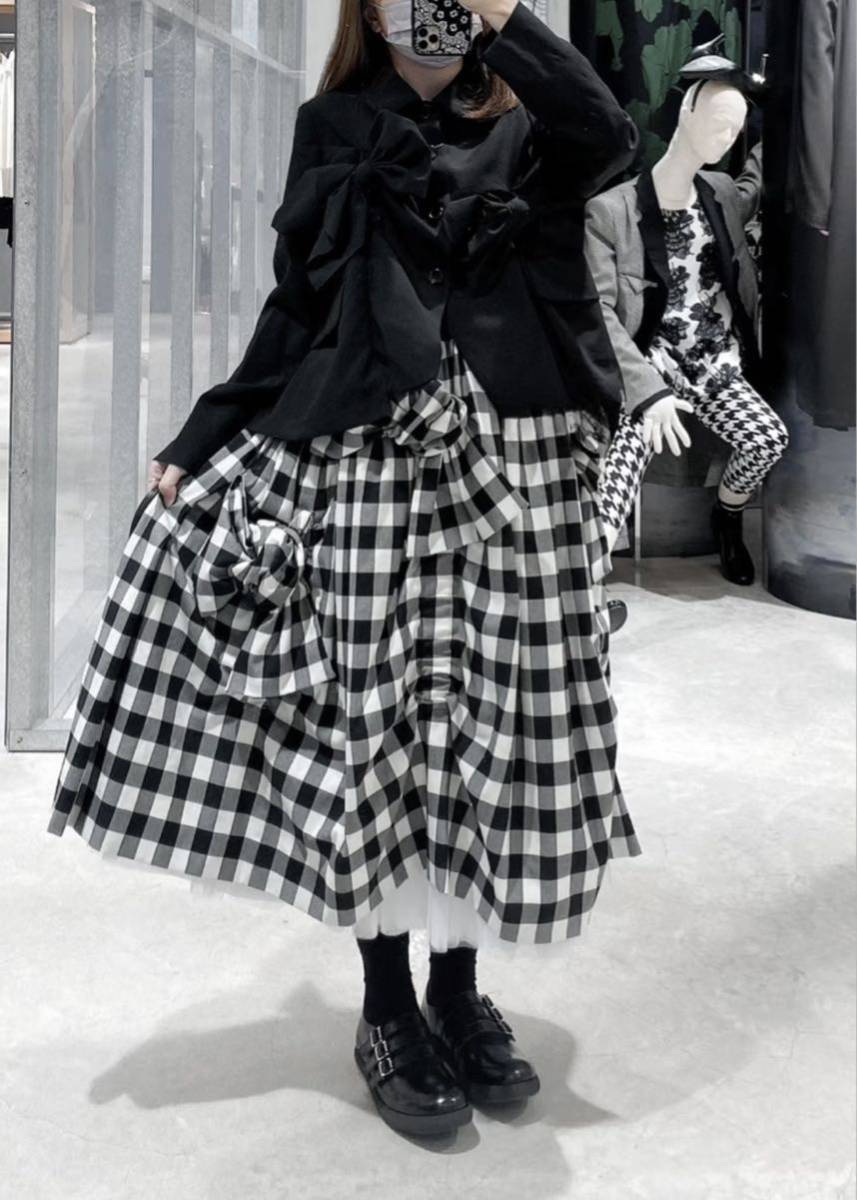 AD2021 コムデギャルソン COMME des GARCONSリボン装飾 ギンガム