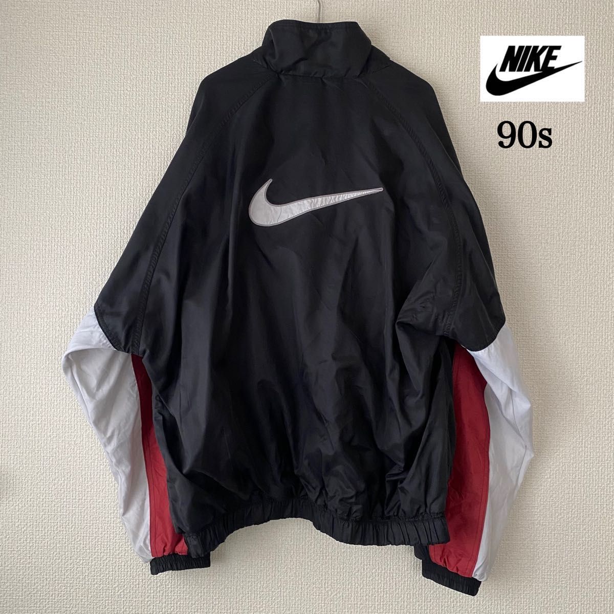 NIKE 90s ナイロンジャケット スウッシュロゴ刺繍 バックロゴ