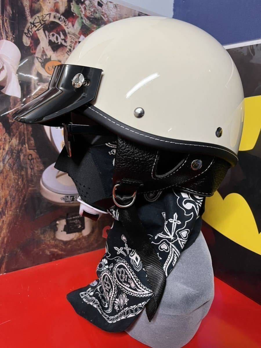 ショーティー ハーフヘルメット XL 白 ハーレー アメリカン ポリヘル