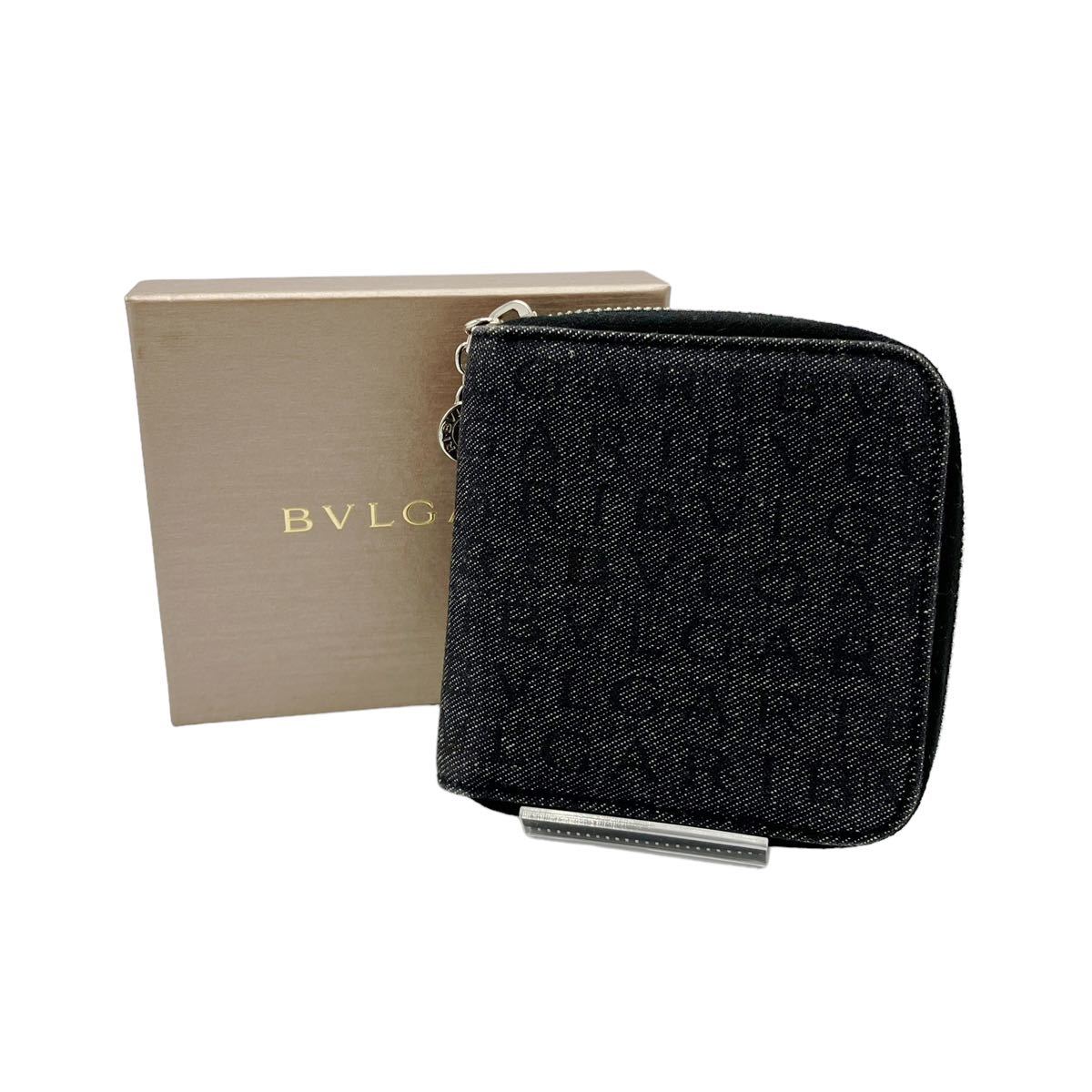 未使用】ブルガリ BVLGARI ロゴマニア キャンバス ラウンドファスナー