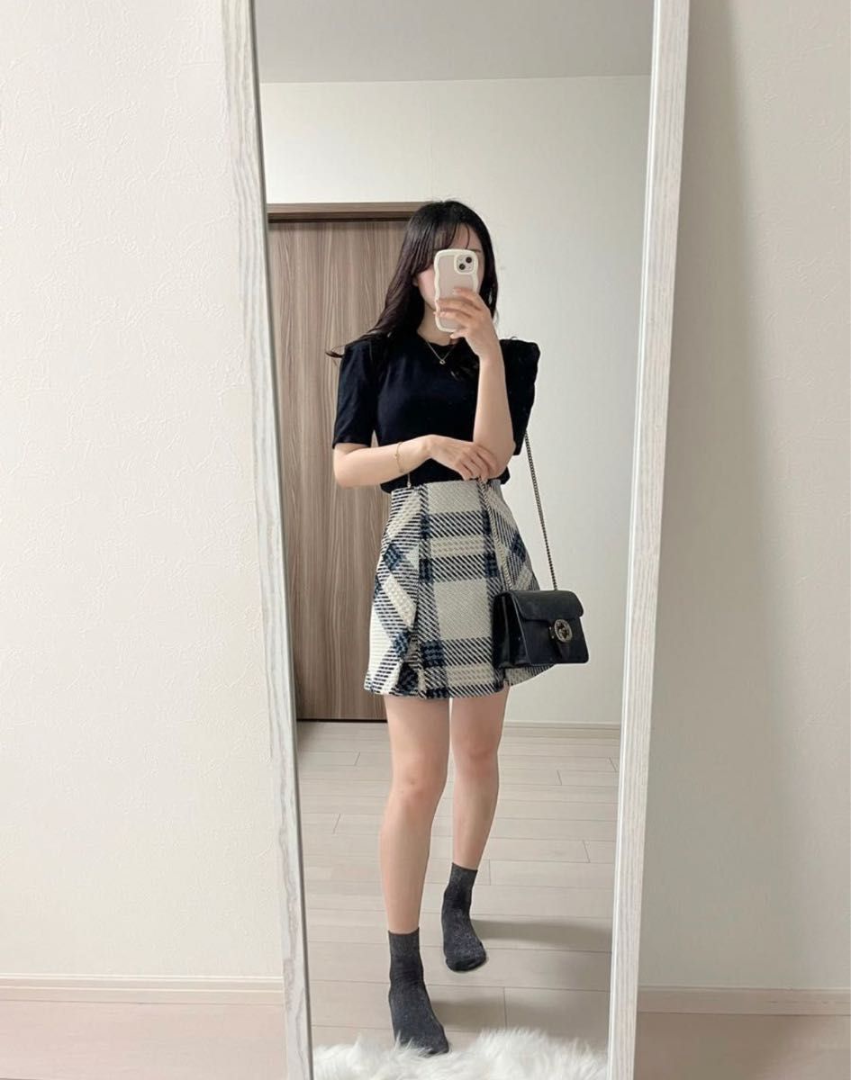 ロービングチェックミニスカート スナイデル snidel アイボリー IVR 00