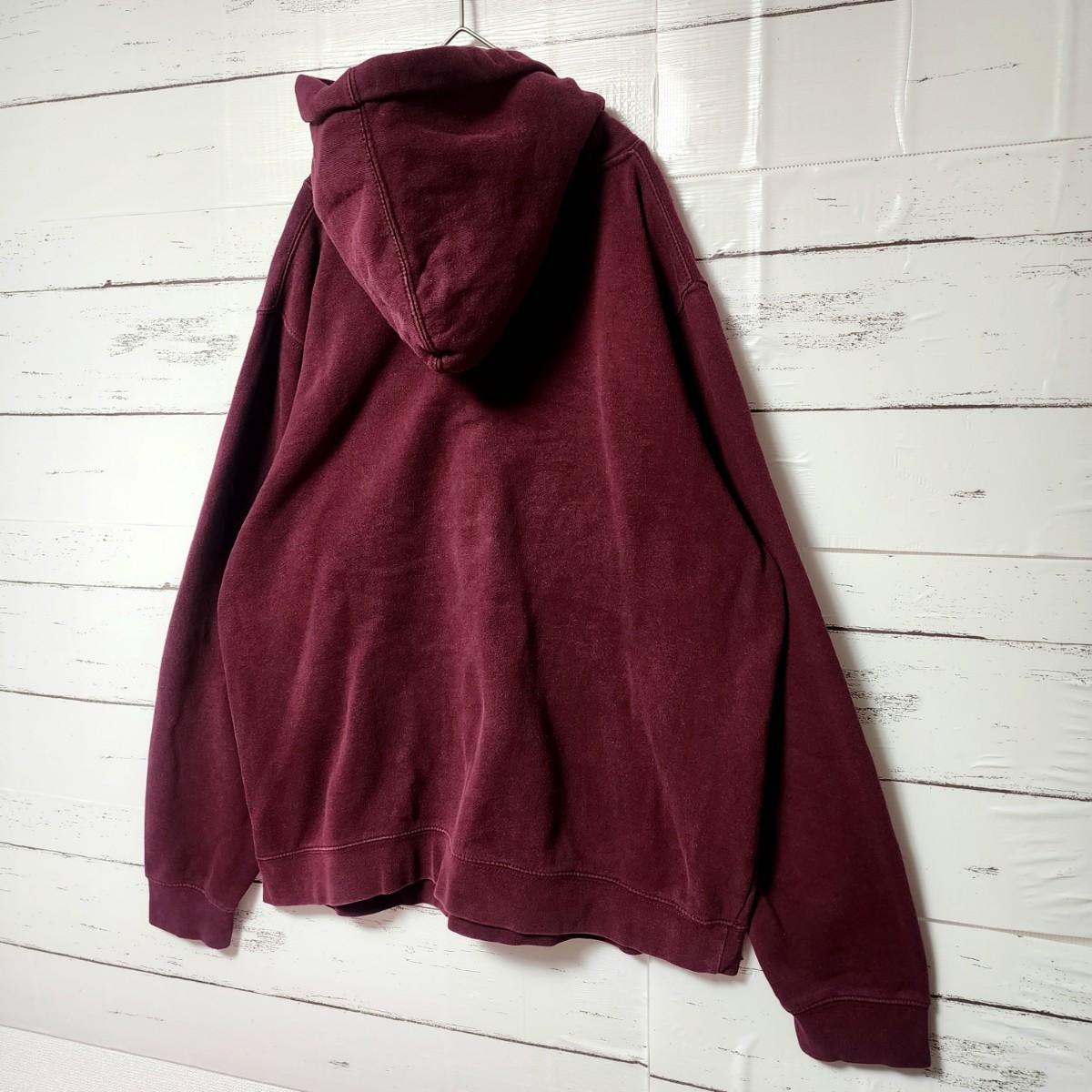 超希少》STUSSY ステューシー パーカー えんじ 刺繍ロゴ センター L