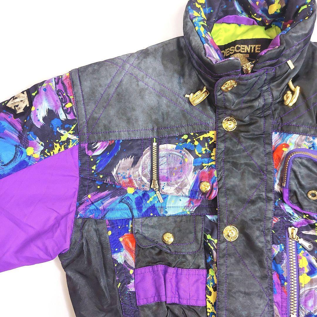 DESCENTE スキーウェア・マルチカラー総柄 ジャケット 表記サイズM