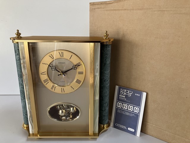 希少✨CITIZEN シチズン 大理石 高級 置き時計 4RG490 オニックス