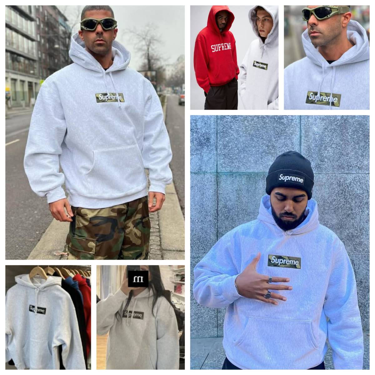 Supreme Box Logo Hooded Sweatshirt Ash Grey Large Camo