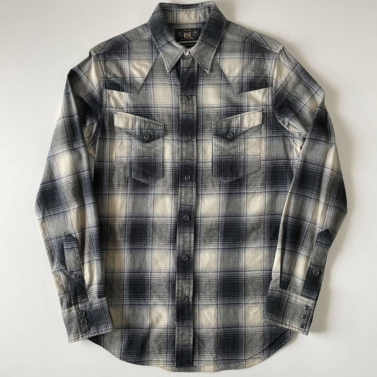 名作/ジョニーデップ着】RRL “Ombre Western Shirt” S シャドウ