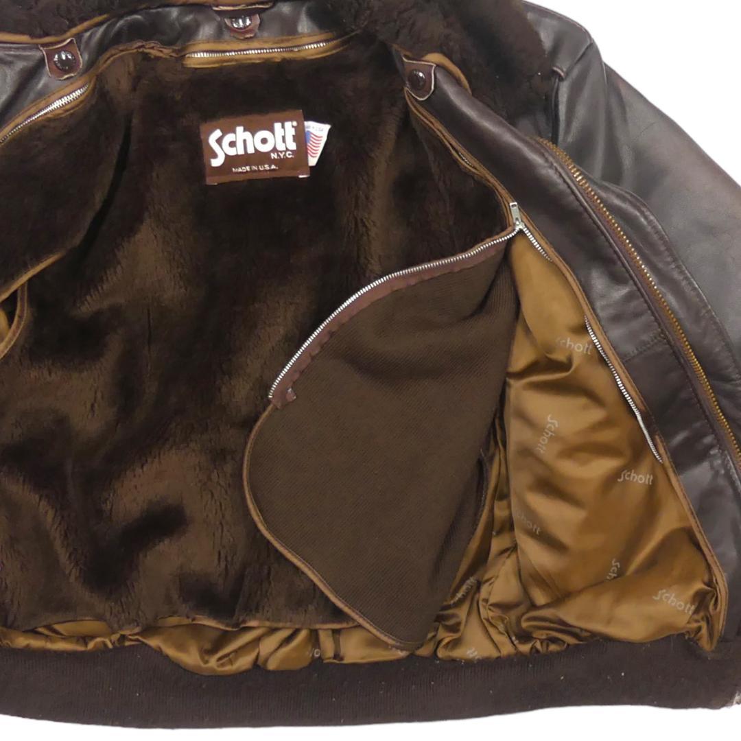 即決 アメリカ製 Schott メンズL レザーフライトジャケット G-1