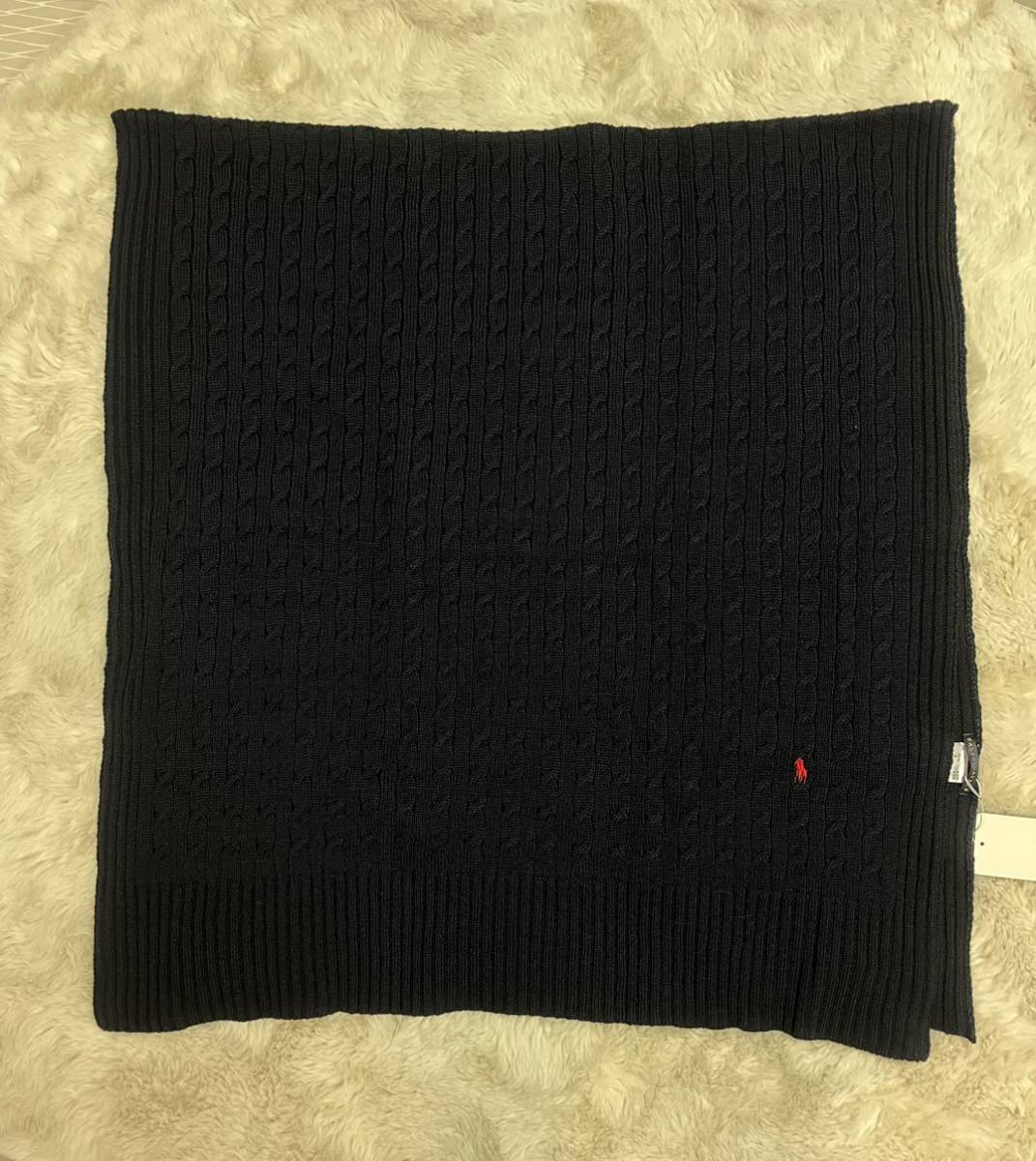 未使用 RALPH LAUREN ラルフローレン ケーブルニット ブランケット