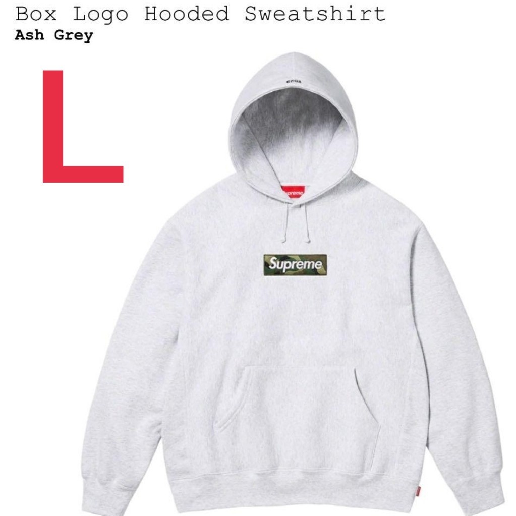 新品【L】Supreme Box Logo Hooded Sweatshirt グレー 迷彩 ボックス
