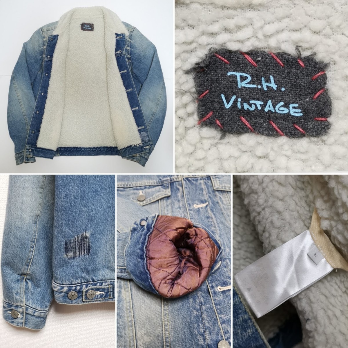 即決 L Ron Herman VINTAGE ロンハーマン ボア デニム ジャケット 日本