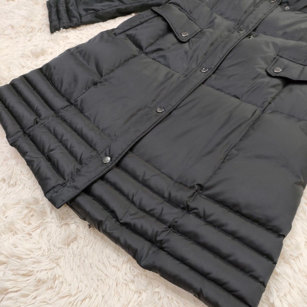 美品 DAKS ダウンコート フォックスファー ハウスチェック 42 XL