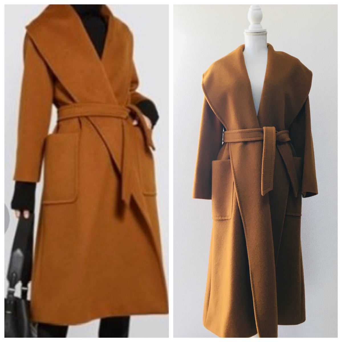 美品 白タグ MaxMara マックスマーラ 近年 キャメル100% コート 送料