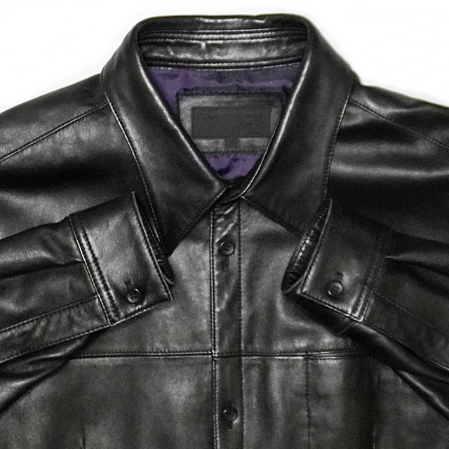即決 COMME CA DU MODE MEN メンズL レザーシャツ コムサデモードメン