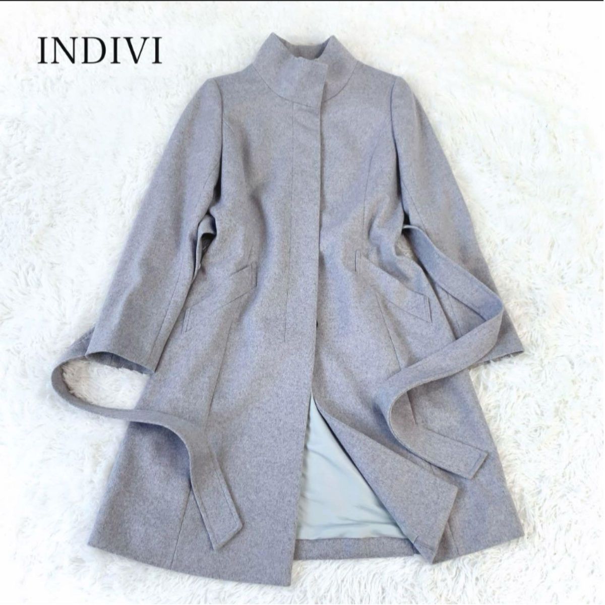 INDIVI インディヴィ 柔らかく軽量 ウールカシミヤスタンドカラー
