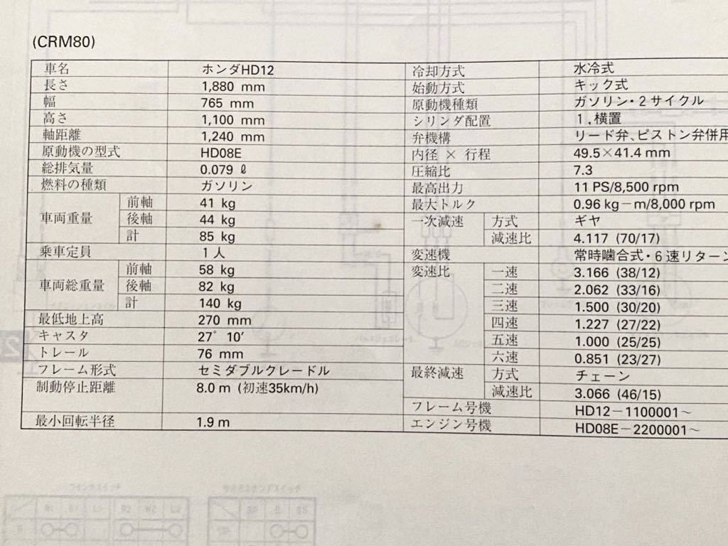送込 2冊 全モデル 配線図6種/CRM50/CRM80 純正 サービス/マニュアル