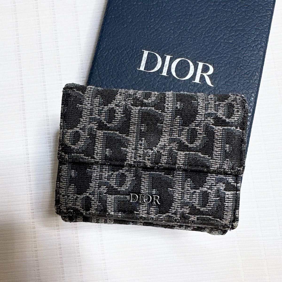 DIOR ディオール ロゴ入り 三つ折り財布 オブリーク ジャガード