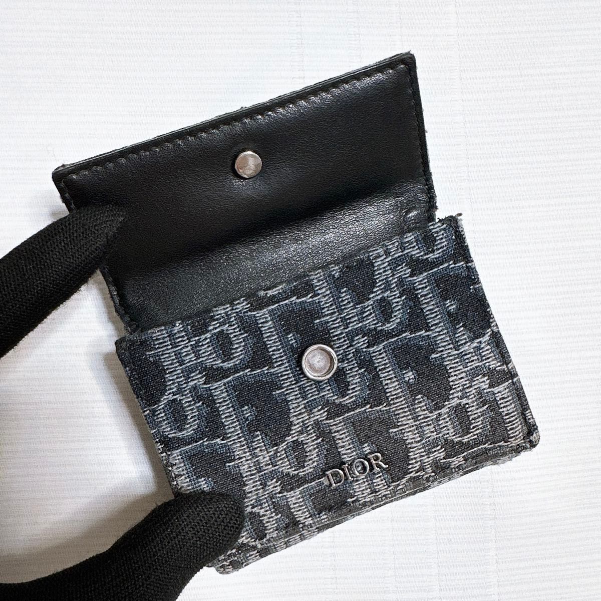 DIOR ディオール ロゴ入り 三つ折り財布 オブリーク ジャガード