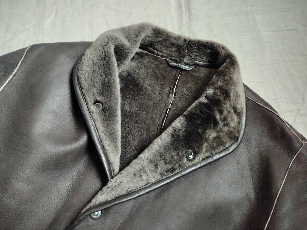 美品 adolfo dominguez アドルフォドミンゲス コート ムートン レザー