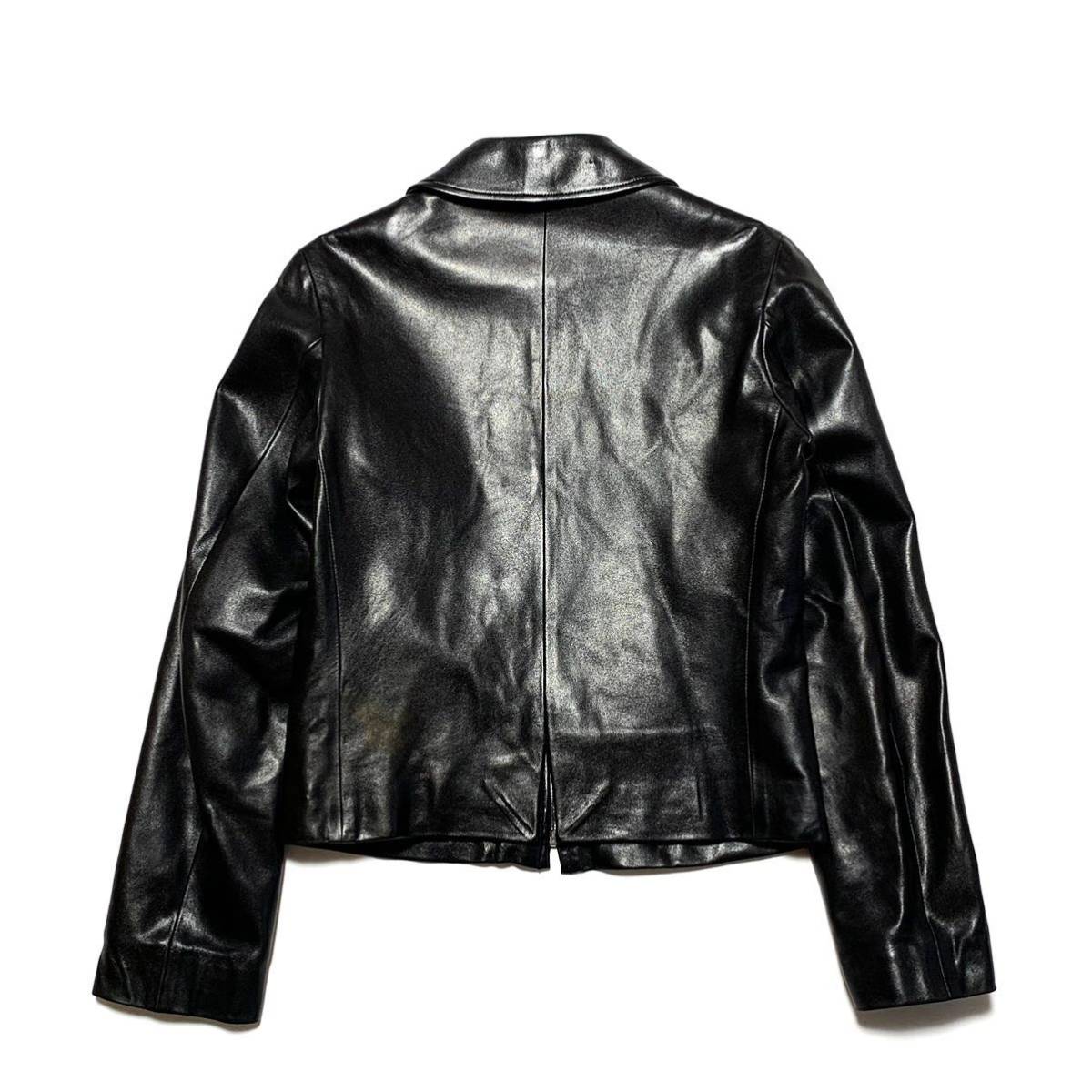 良品 アニエスベー agnes b レザー ライダース ジャケット 黒 フランス