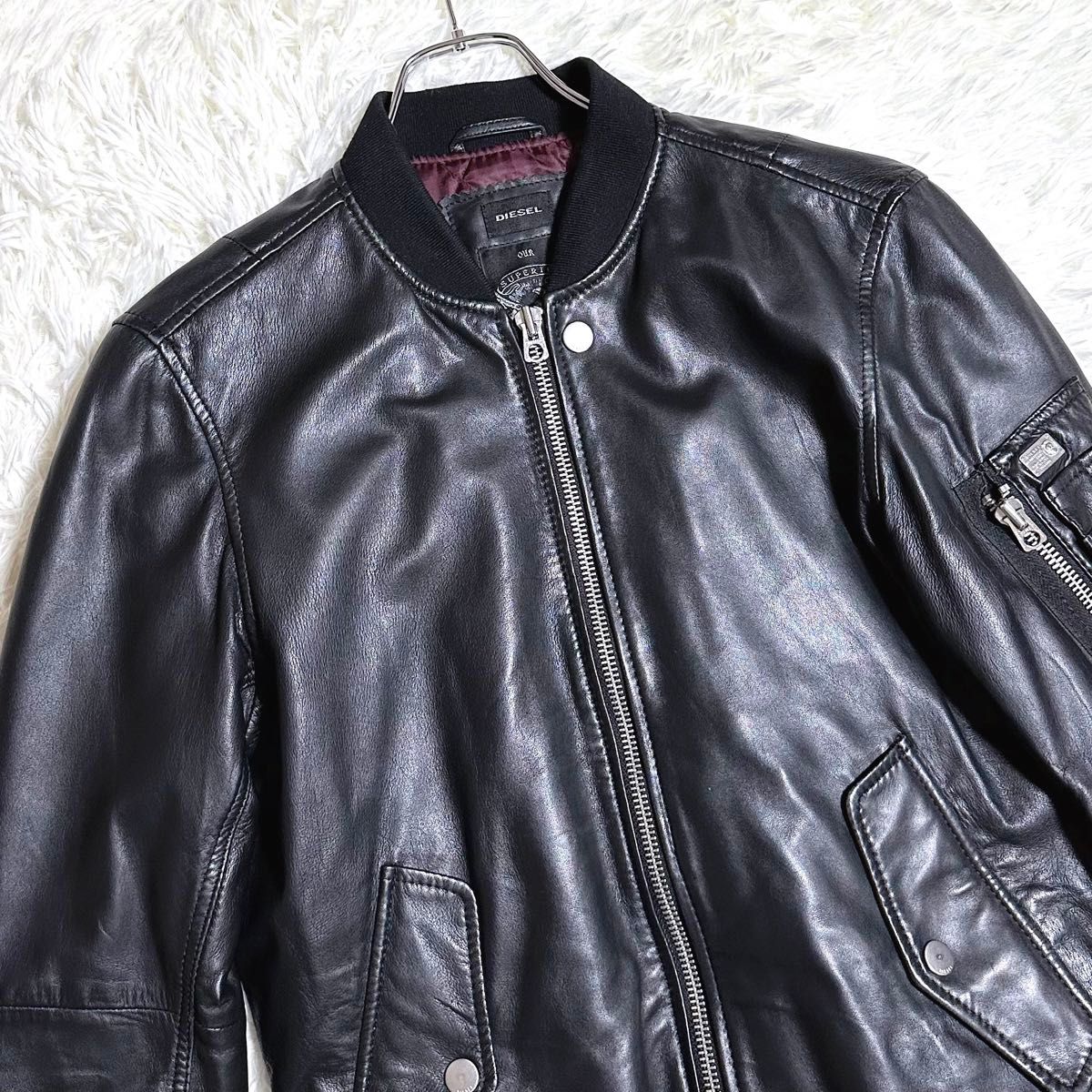 DIESEL ディーゼル MA-1 レザージャケット ブルゾン フライト