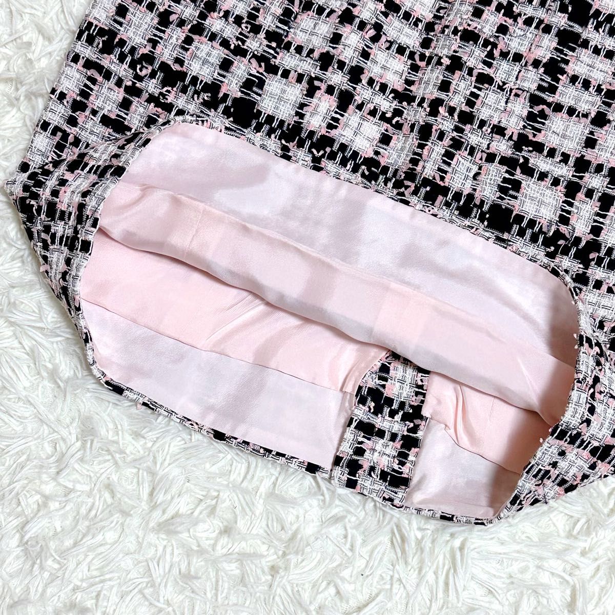 CHANEL シャネル ツイード ひざ丈スカート チェック ココボタン ココ