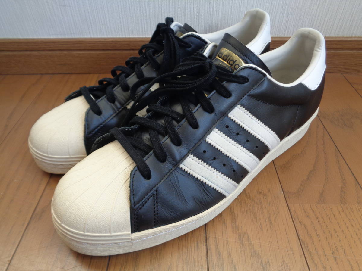 美品 80s アディダス スーパースター ブラック レザー ホワイト 金ベロ