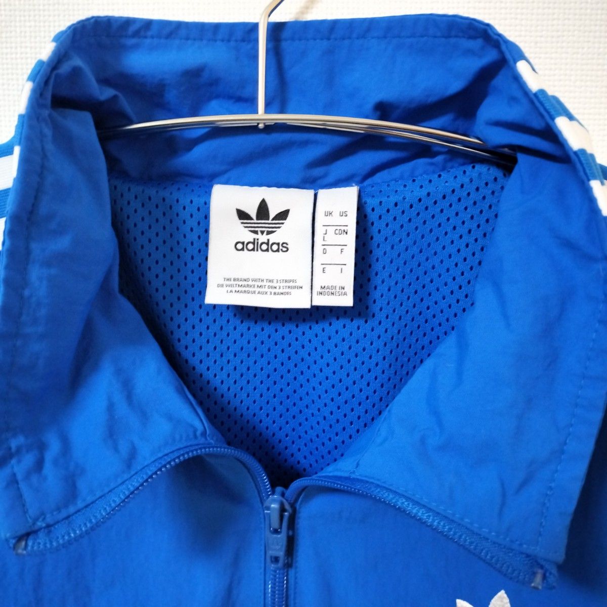 adidas 青 ロックアップ ジャージ ナイロンジャケット ブルゾン 男性L