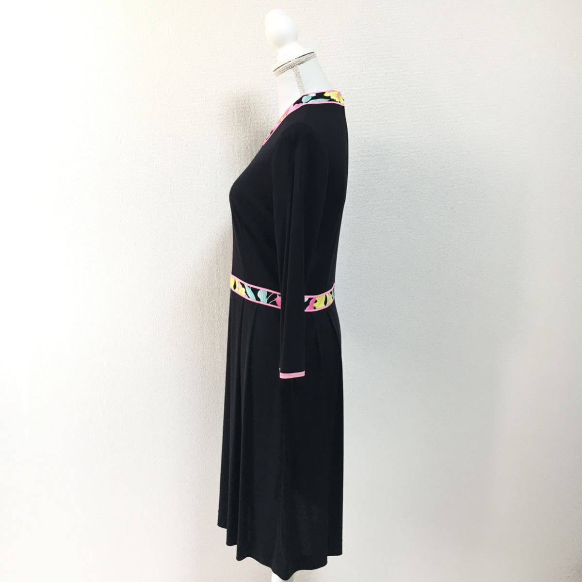 美品 近年 LEONARD レオナール カンカン 花柄 ロング ワンピース 送料