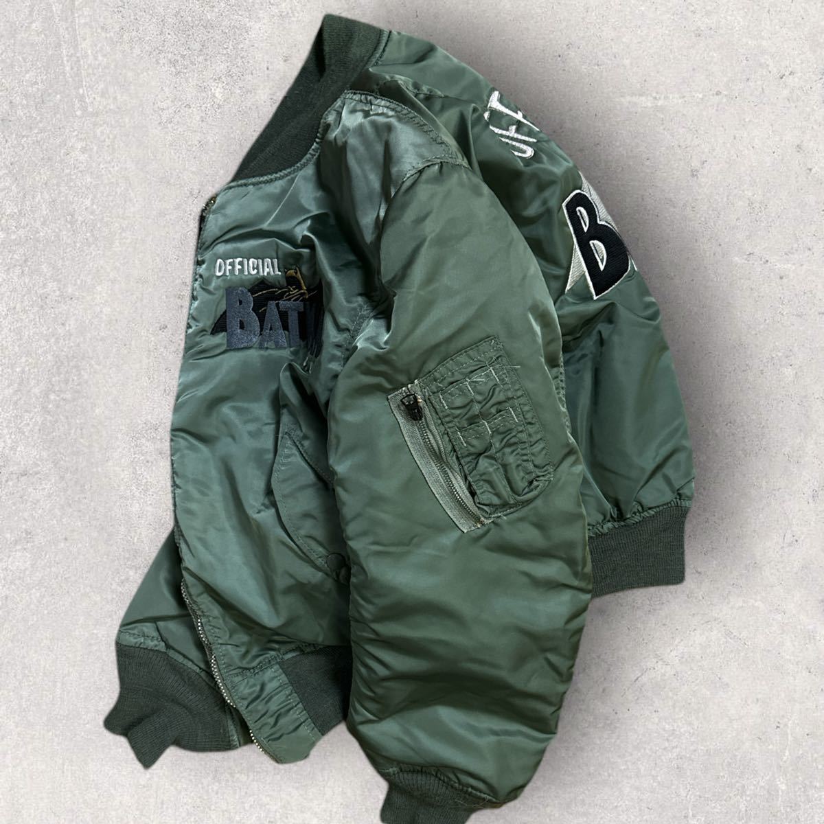稀少 ALPHA アルファ 90s 米国製 バットマン刺繍 MA-1 Lサイズ カーキ
