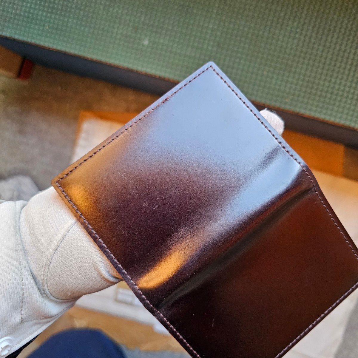 T300 GANZO CORDOVAN 通しマチ名刺入れ コードバン ブラウン CORDOVAN