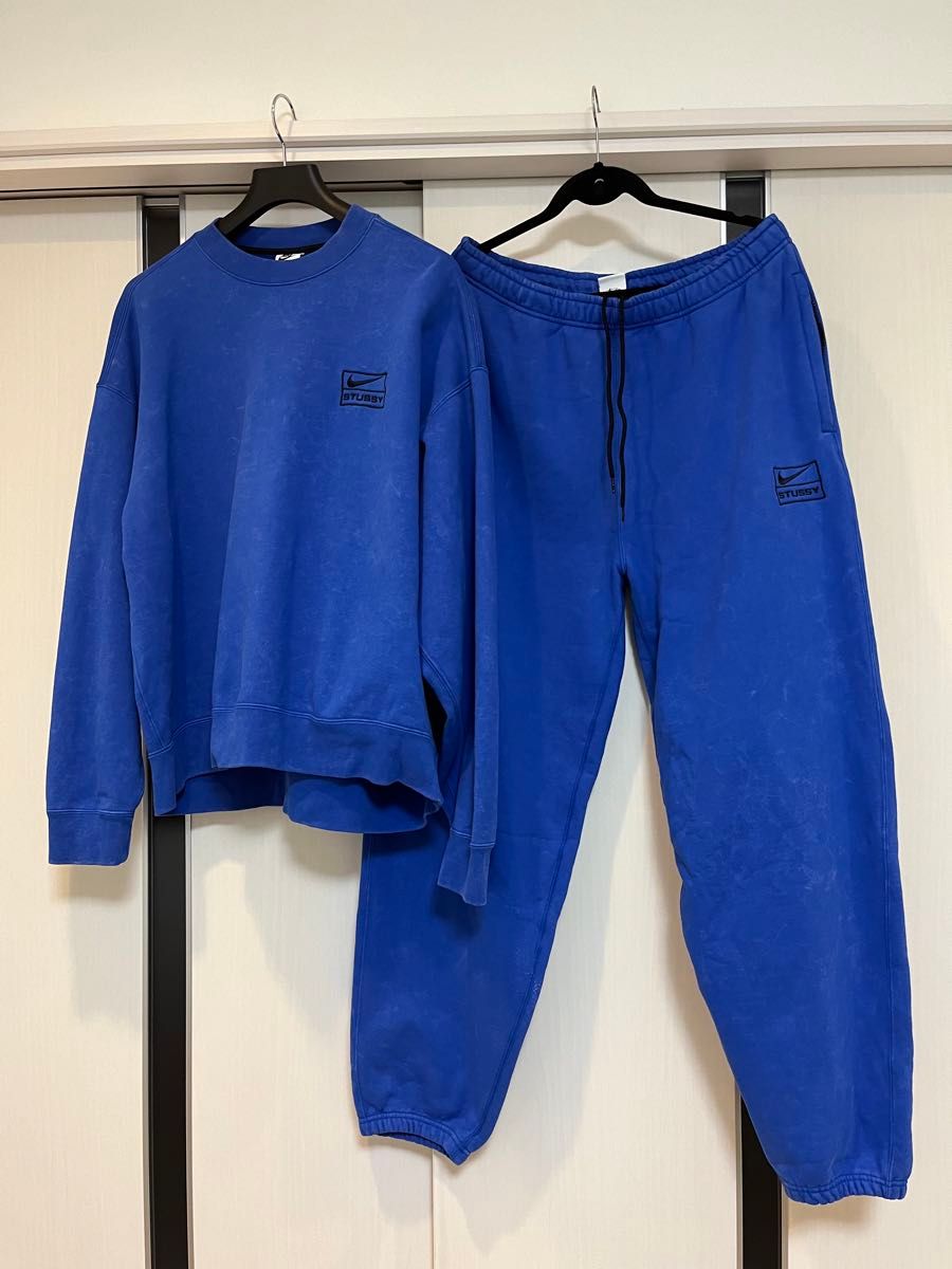 試着程度 NIKE STUSSY スウェット セットアップ Lサイズ ブルー 青
