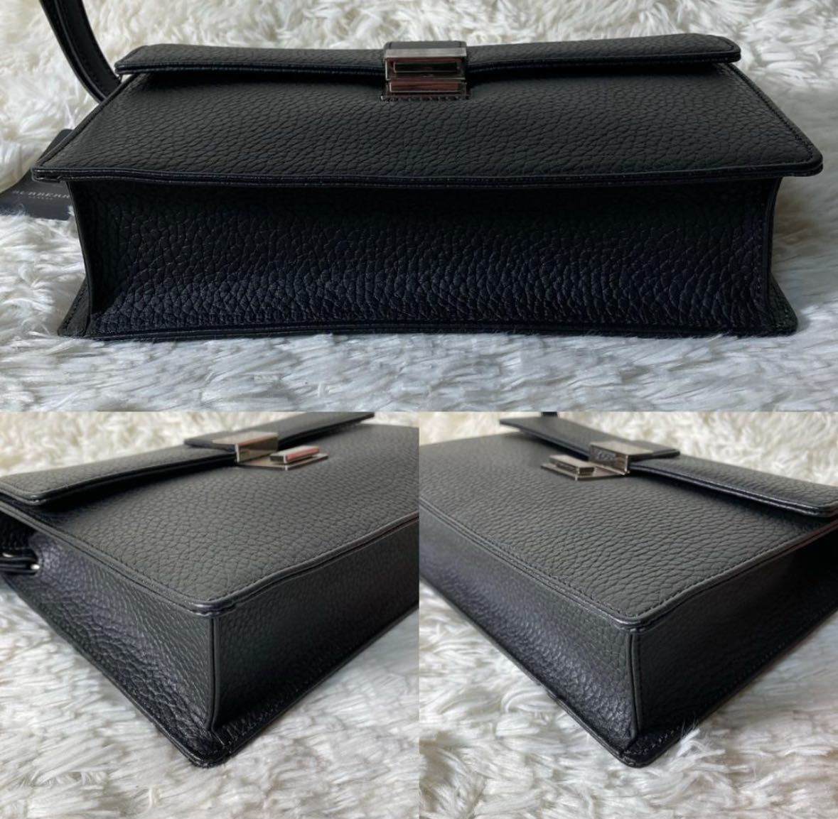 アパレル】 未使用品 BURBERRY バーバリー セカンドバッグ シボ革