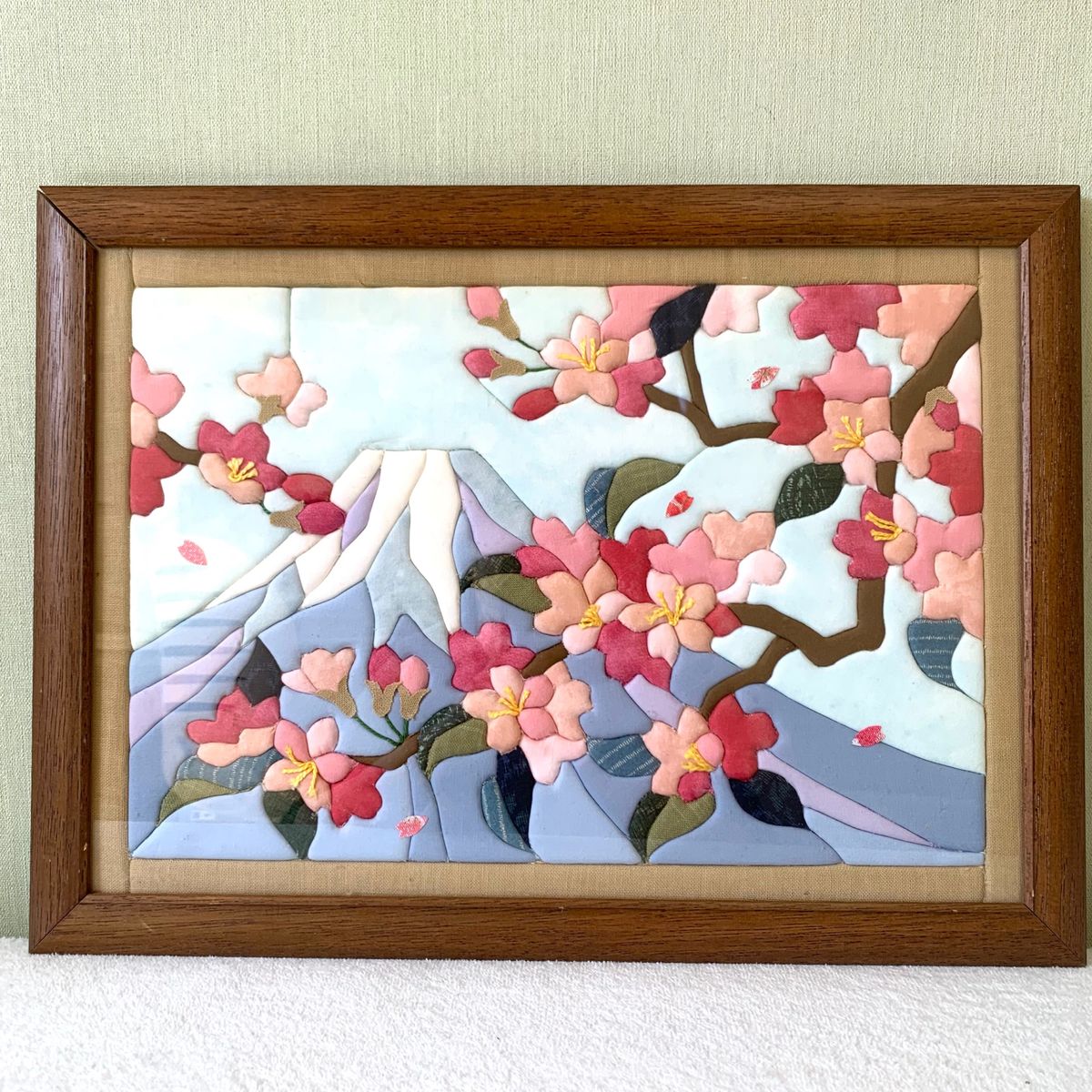 木目込みパッチワーク ハンドメード 富士山と桜 額入り｜Yahoo!フリマ