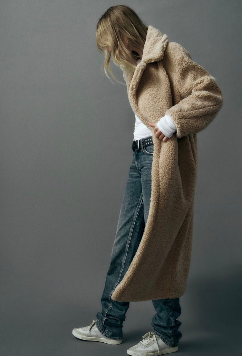 新品タグ付き ZARA ザラ エクストラロング フェイクボアコート