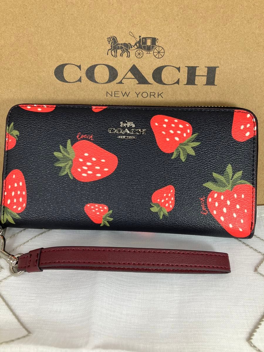 新品未使用 coachコーチ ブラックいちご長財布｜Yahoo!フリマ（旧