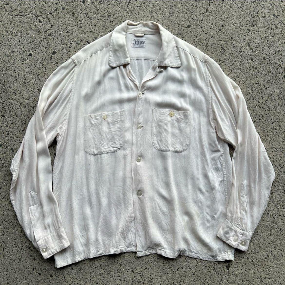 Yahoo!オークション - 50s かすり レーヨン シャツ 白 ギャバ vintage