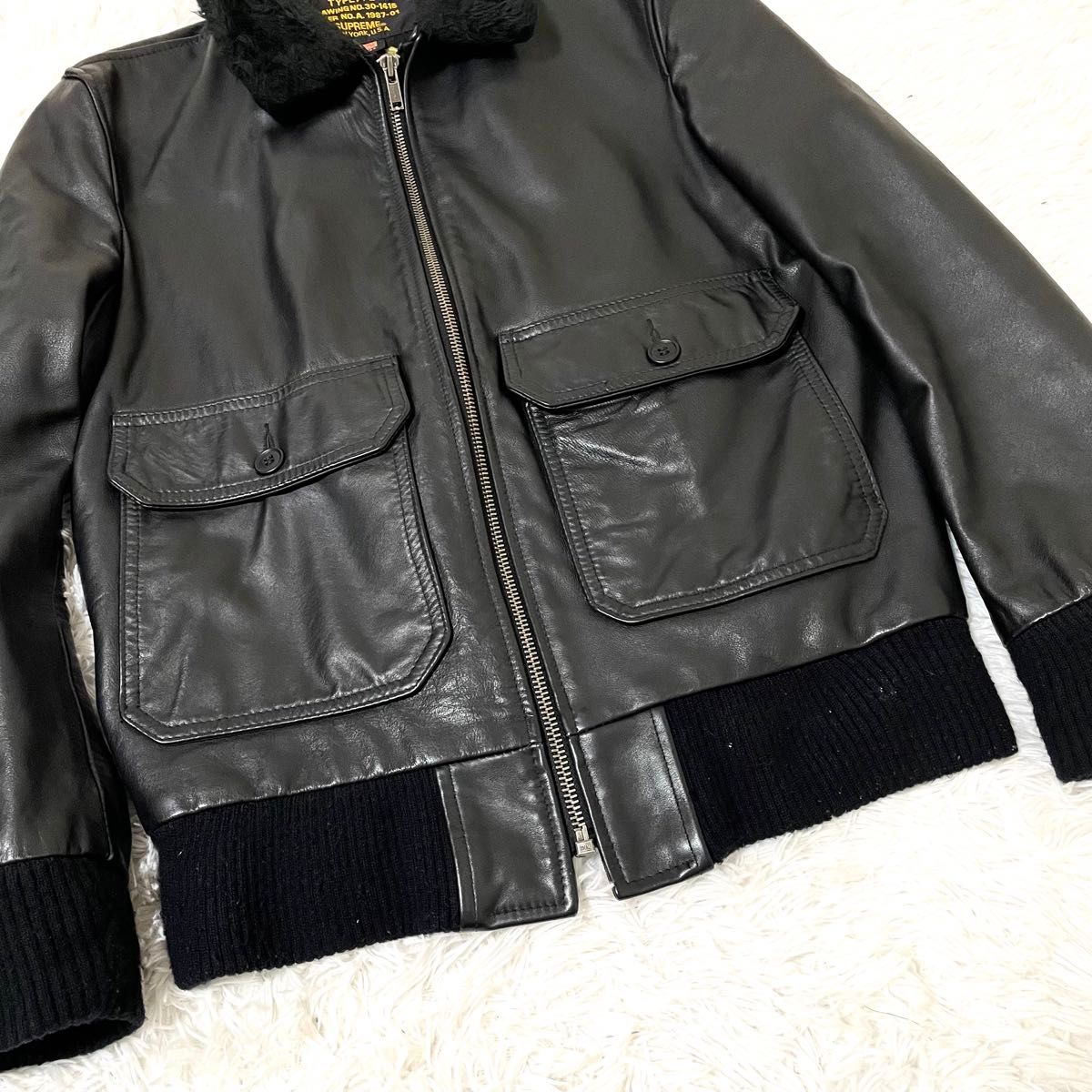 美品 supreme × schott 12ss A2 レザージャケット M フライト