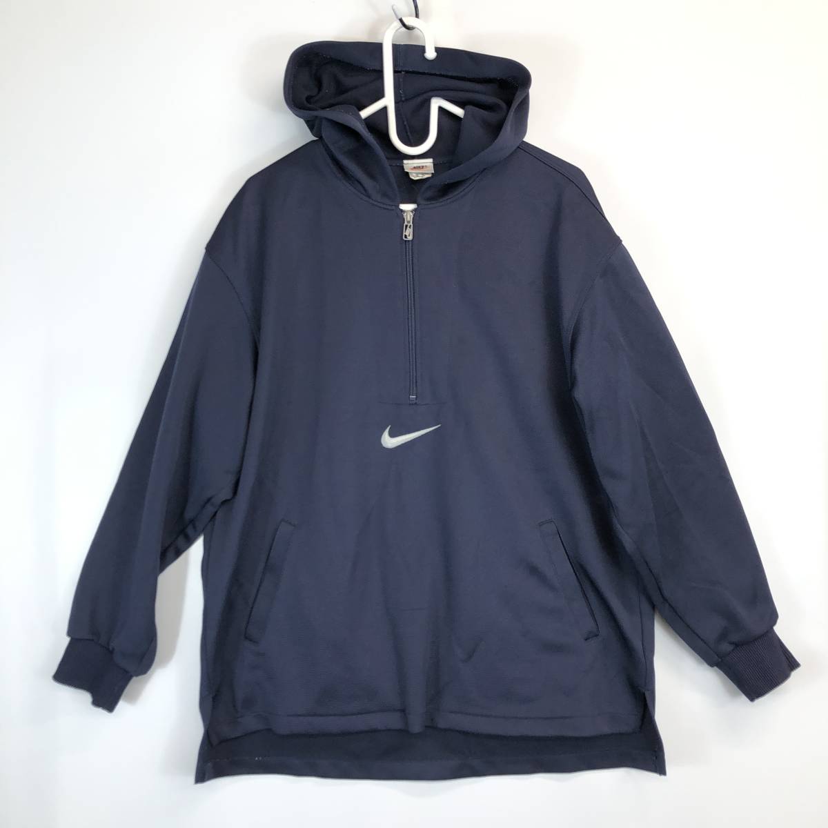90s 銀タグ NIKE ナイキ ハーフジップ プルオーバーパーカー ネイビー