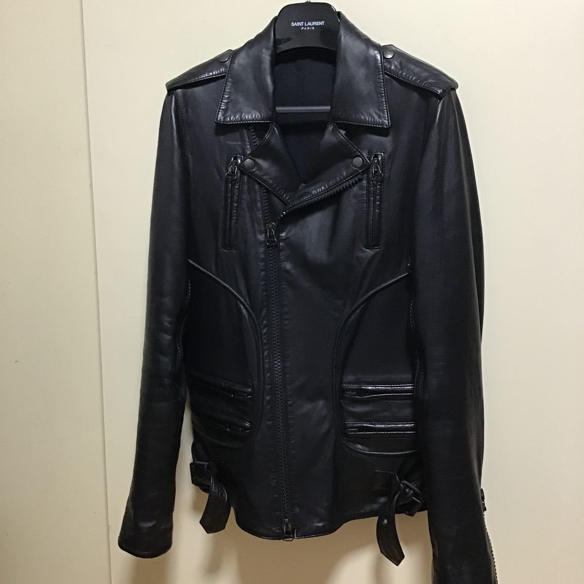 希少品 バルマン パーフェクトレザーライダース 48 ブラックジップ 美