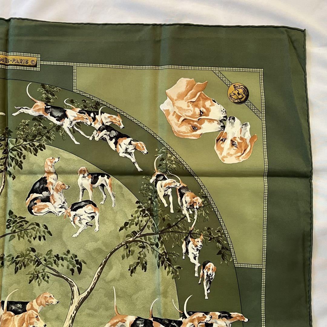 美品】HERMES エルメス カレ90 シルク スカーフ ヴィンテージ 犬柄