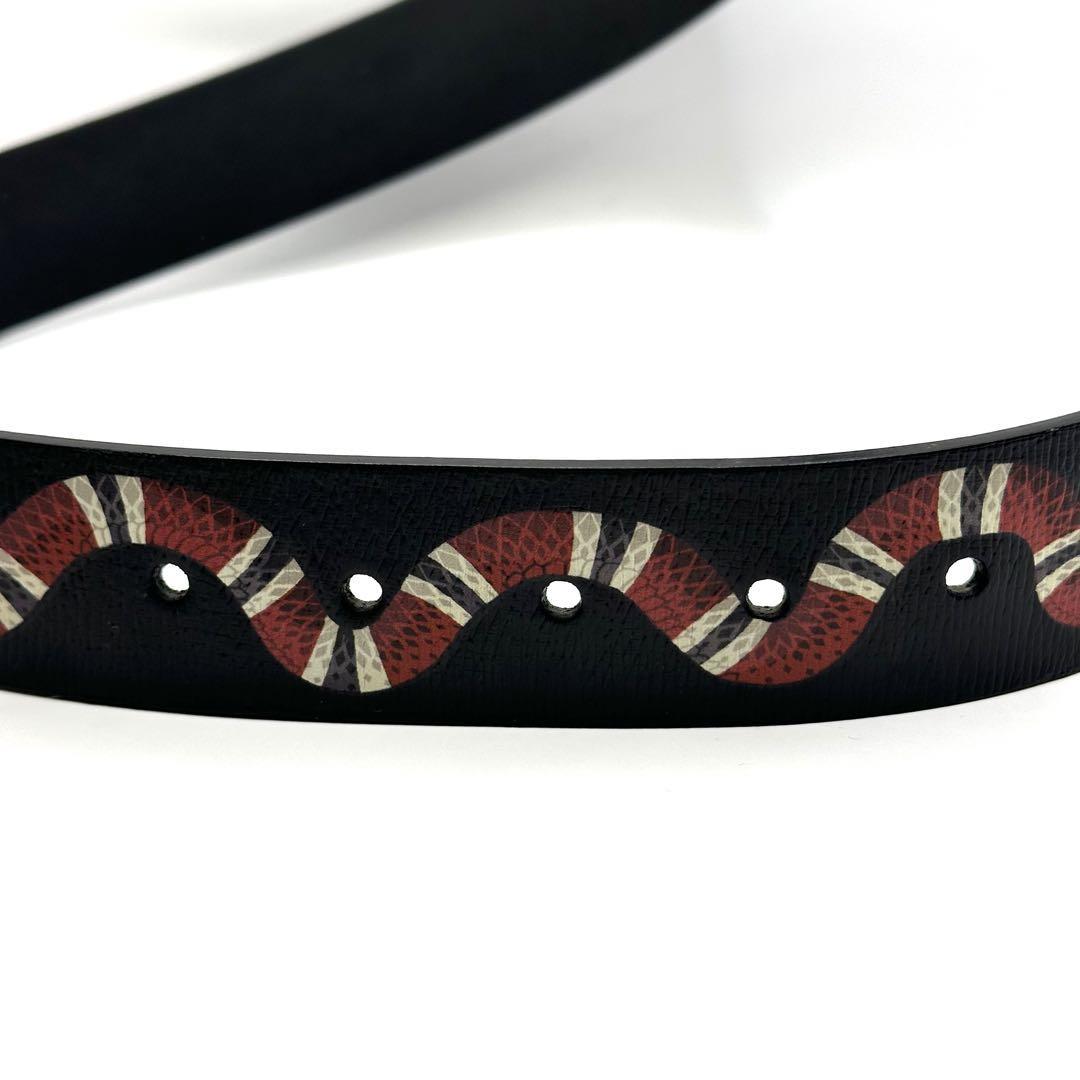 美品】グッチ GUCCI 434520 ベルト 蛇 スネーク ブラック メンズ