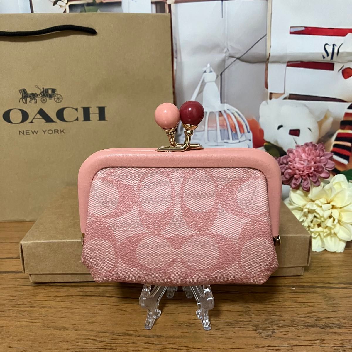 コーチ COACH 財布 小銭入れ がま口 アウトレット 新品未使用 ピンク